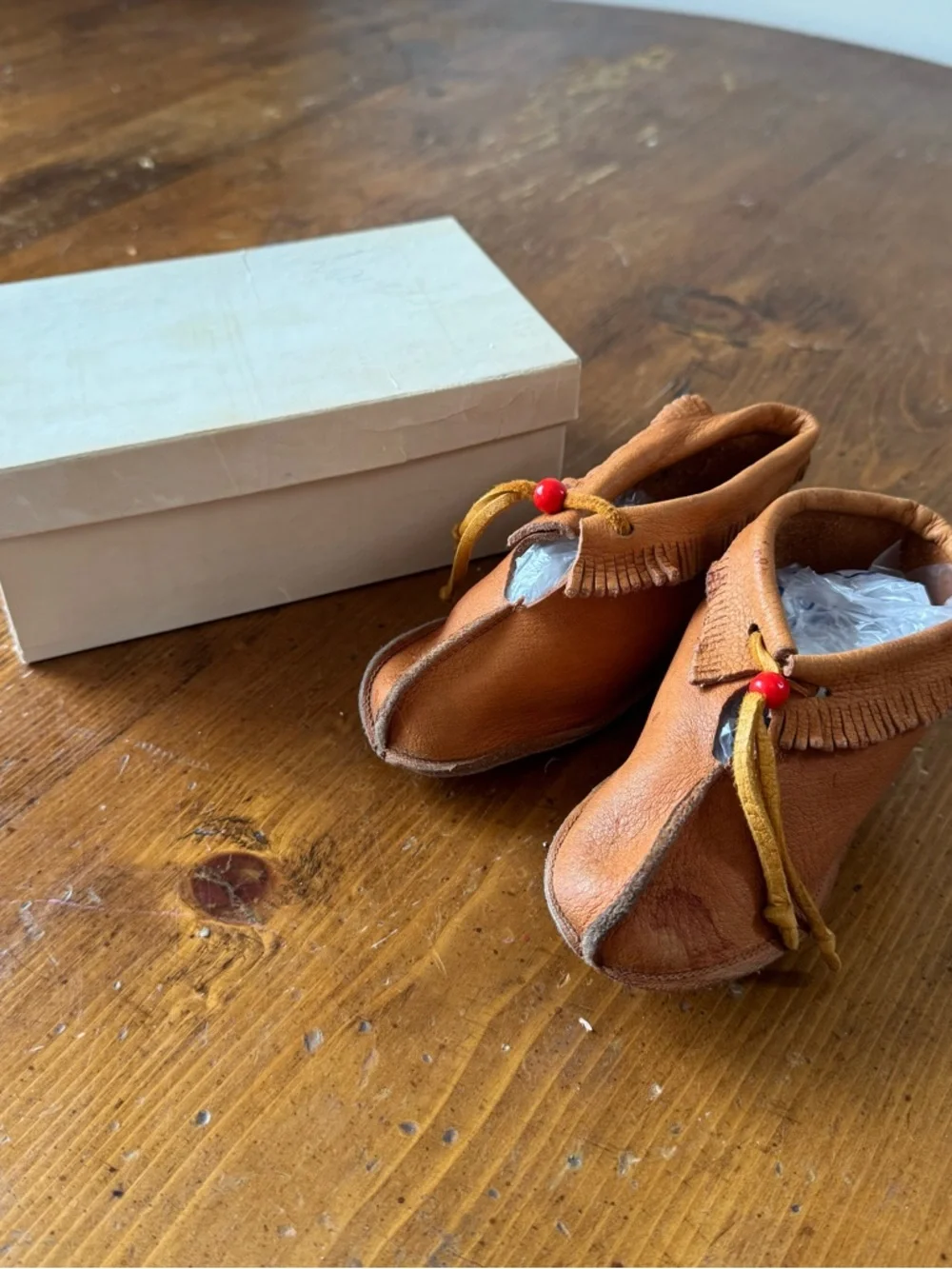 Vintage Deer Skin Baby Moccasins Size 5